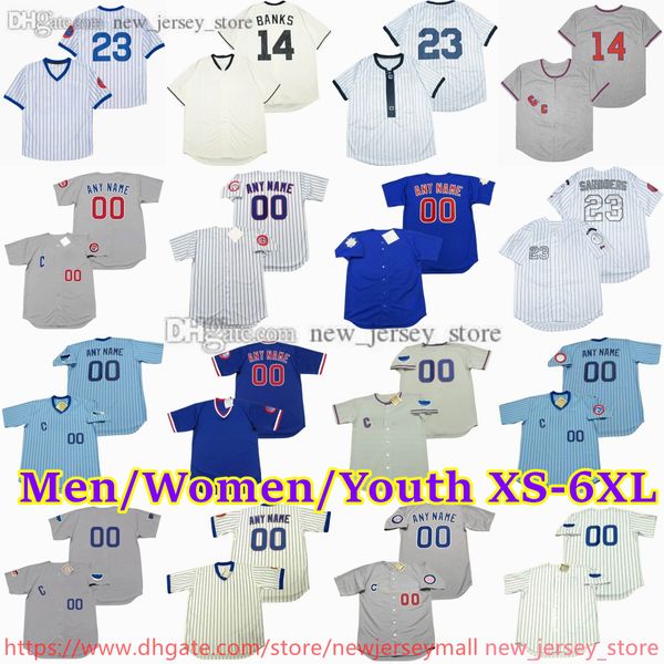 Movie XS-6XL personalizzato ritorno al ritorno a baseball maglia da baseball 14 Ernie Banks 22 Bill Buckner 31 Gregmaddux 44 Anthonyrizzo Javier Baez Bruce Sutter Glenn Beckert Ron Santo Maglie