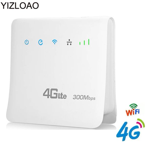 Yönlendiriciler Yizloao 4G LTE CPE WiFi Yönlendirici FDD TDD Geniş Bant 300Mbps Mobil Yönlendirici Hotspot Kablosuz Modem SIM kart yuvası RJ45 LAN PORT