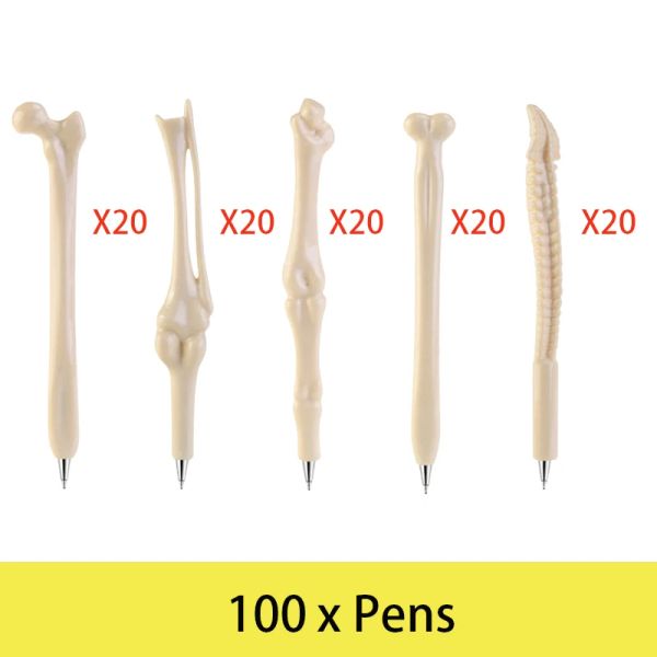 Pens 100pcs roman parmak kemik tasarım şekli siyah 0.7mm mürekkep düzgün bir şekilde öğrenci ofisi için tükenme kalem kırtasiye yazın