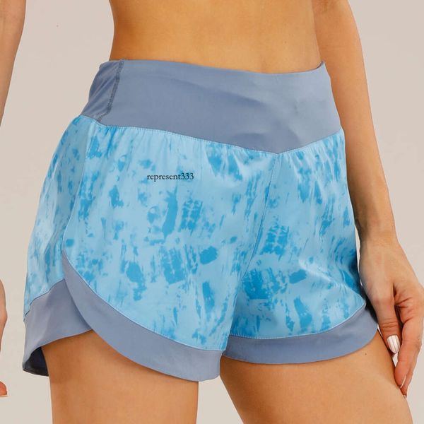 Lulumon Shorts New Sports Damen eng, schnell trocknend, anti -glänzendes Yoga -Outwear -Training hoher Taille gedruckter Fitnessshorts