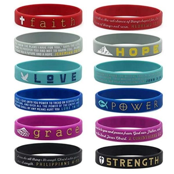 Bracelets 50pcs Verso da Bíblia Fé Esperança Love Power Grace Hebreus