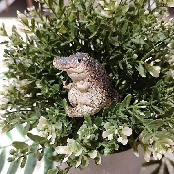 Figurine decorative ALIGATOR CHUBBY Ornament Mini Tea Pet Figurina Figurina DECROZIONE DEL CROCODILE DI CRODILE PER CRATICHE BALCONI DESKTOP