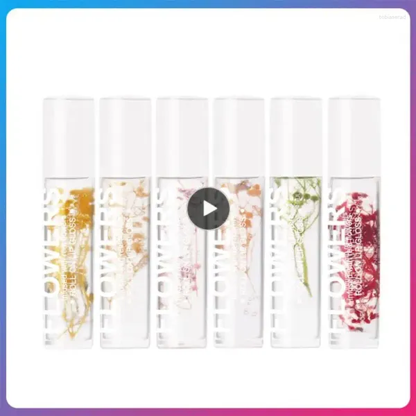 Lipgloss getrocknetes Blütenroll-On-Make-up feuchtigkeitsspendende hydratisierende transparente Öl Frauen Spiegelkosmetik