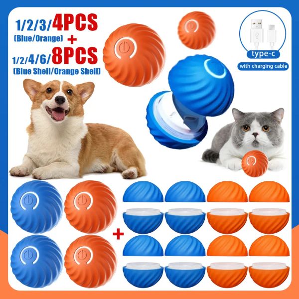 Toys Hundespielzeug Interactive Smart Pet Toy Automatic Moving Ball USB wiederaufladbare Hundebällchen mit Shell Gummi Electric Dogs Accessoires