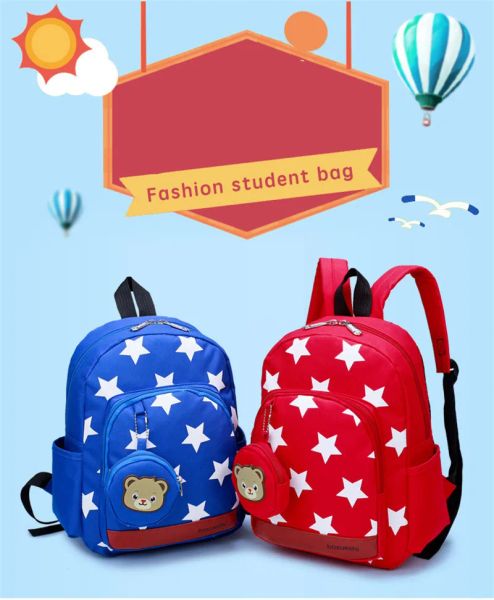 Bags Mode Kleinkind Kids Boy Girl Nylon süße kleine Rucksack Kinder Star Muster Zipper Schultasche Rucksack heißer Stil