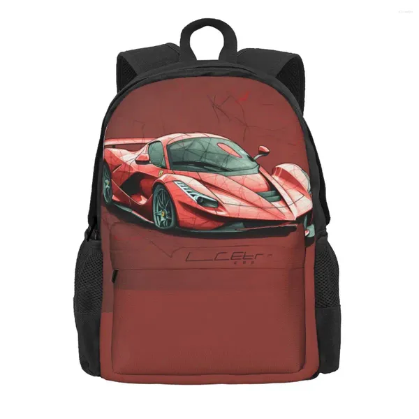 Backpack Passionate Sports Car Cartoon Graphic Durável Mochilas estéticas Bolsas da Escola Secundária Esporte Rucksack Custom