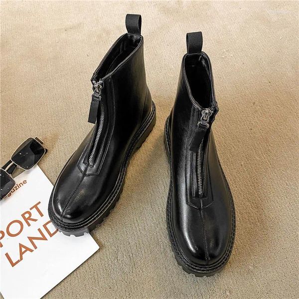 Botlar Erkek Moda Akşam Balo Elbiseleri Platform Marka Tasarımcı Ayakkabı Kovboy Orijinal Deri Boot Bahar Sonbahar Ayak Bileği Botaları