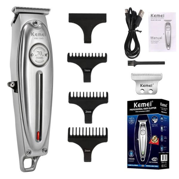 Clippers Kemei KM1949 Pro Electric Barber Full Metal Professional Hair Trimmer for Be Beard Hair Clipper Finishing Hair Taching Machine
