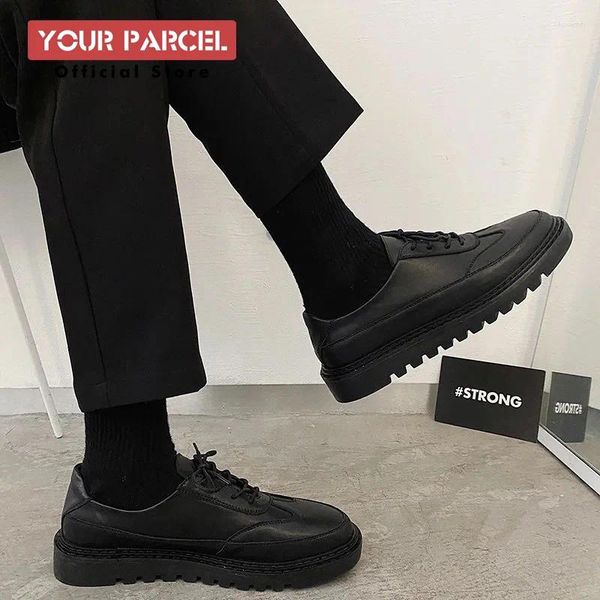 Sapatos casuais bloqueiam couro para a placa versátil de estilo coreano masculino