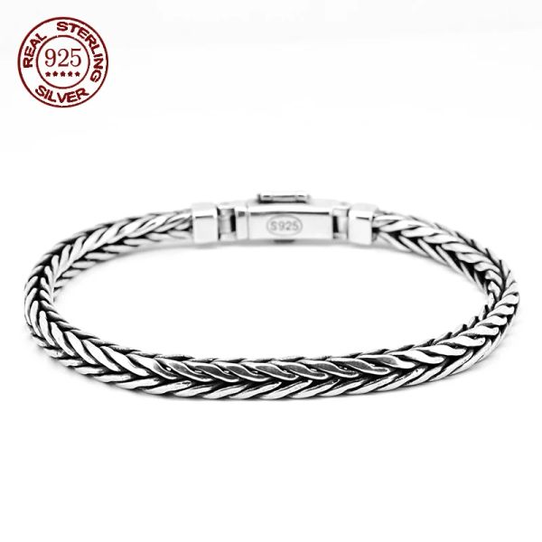 Strands Fabrikpreis 100% Real Solid S925 Silber handgefertigt gewebt Retro Dominering Style Ppersonality Keel Mann und Frauenarmbänder