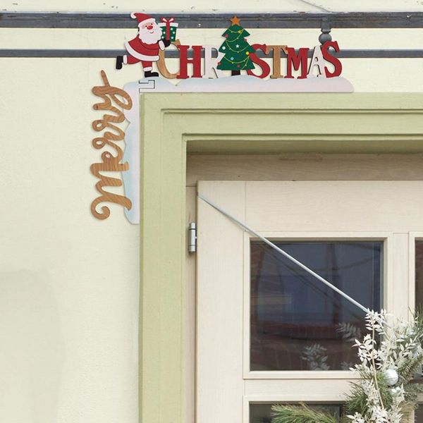 Decorações de Natal 2024 Decoração da moldura da porta do desenho animado Papai Noel