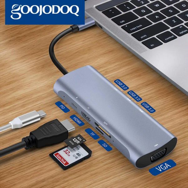 Hubs Goojodoq USB C Hub Typ C zu Multi USB 3.0 Hub HDMI Adapter Dock für MacBook Pro Huawei Mate 30 USBC Splitter Port Typ C Hub