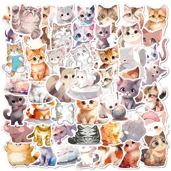 10/30/50pcs Cute Cat Cat PVC adesivo estético decoração de disputa de artigos de papelaria coreana infantil