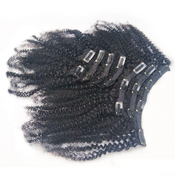 Clip in/on Hair Extensions Brasilianer unverarbeiteter jungfräuliche afro kinky locky web afroamerikaner in menschlicher natürlicher Farbe FL Kopf 8pcs/s dhjjr