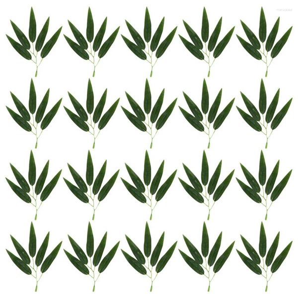 Flores decorativas 100pcs folhas artificiais plantas verdes vegetação para casa decoração de escritório decoração de festas de casamento decoração de jardim de bambu