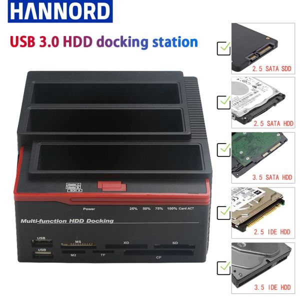 Корпус 2.5/3,5 дюйма SATA IDE HDD HDD Dock Disk Dock Station Внешний адаптер SATA до USB 3.0 Тип C HUB MS/M2/XD/CF/SD/TF CARD Reader