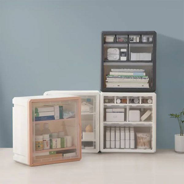 Bins Desktop Storage Box di plastica Tipo di cassetto multistrato di cartoleria per ufficio trasparente e armadio di archiviazione vari