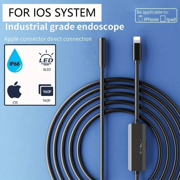 Kameras 8mm Endoskopkamera wasserdichte Inspektionskamera USB -Auto Endoskop Borescope iOS Endoskop für iPhone