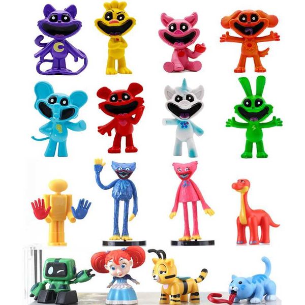 Figuras de brinquedo de ação anime 8pcs criaturas sorridentes figura britters sorridente gato cão dia cachorro catnap Dogday figura conjunto de brinquedo catnat kickinchicken estatueta t240422