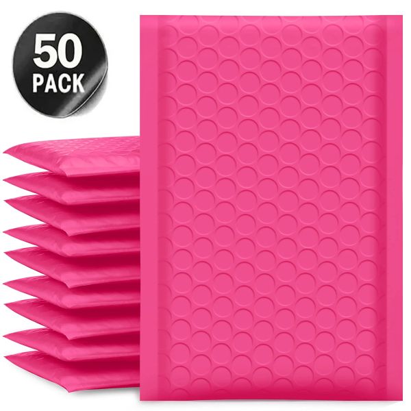 Bolsas 50 PCS Pacote de entrega embalagem Pink para pequenas empresas envelopes Pacotes de remessa Bolsa de embalagem de envelope de bolhas malailer