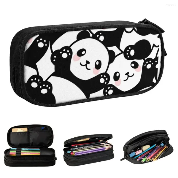 Bolsas de cosméticos Panda Lápis Caixa Cartoon Animal Nature Caixa para estudante Bolsa de presente de escritório de armazenamento