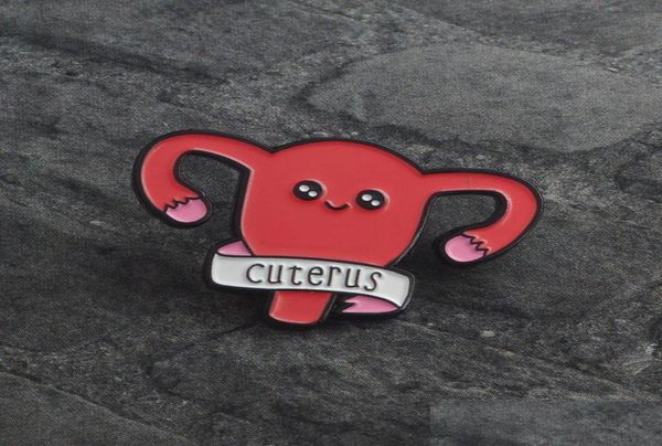 Pin bloccia femminismo evviva cartone animato cuterus utero smalto per spilli badge badge accessori per spille da giro per le donne diritti di diritti di diritti femmini5000449