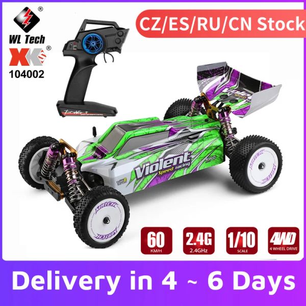 Cars Wltoys 104002 RC -Auto Hochgeschwindigkeit 60 km/h 1/10 2.4 GHz 4WD Rennsportauto RTR -Spielzeug für Kinderjungen mit bürstenlosen Motor -Metall -Chassis