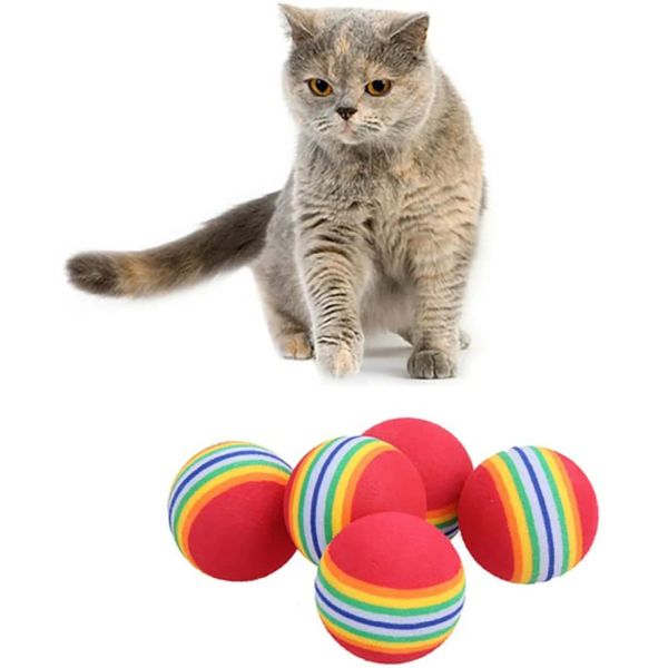 Spielzeug 5/10 PCs Bunte Haustierschaumkugeln Schwamm Ball Katze Spielzeug Weichschaum Regenbogen Spielbällchen Training interaktive Kätzchen Haustier Funny Toys