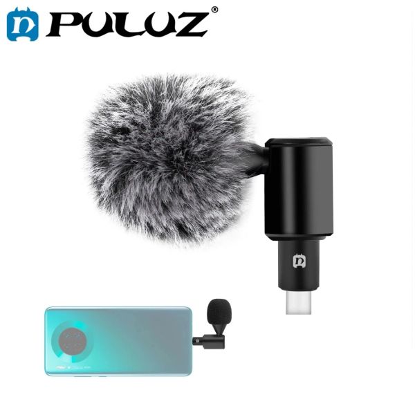 Микрофоны Puluz 3,5 мм / 8PIN / USBC / Typec Jack Мобильный телефон Регулируемый мини -микрофон для iPhone 15 14 Pro Max Xiaomi Huawei Смартфон Смартфон