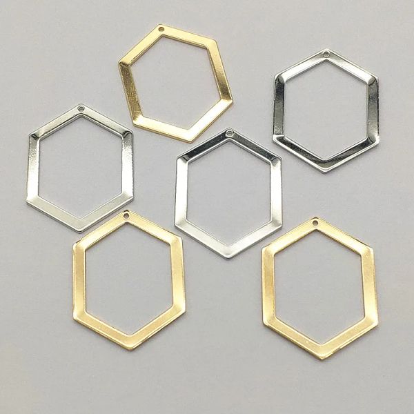 Colares Nova chegada!33x25mm 100pcs pingentes de latão hexagon charme para colar de colar artesanato