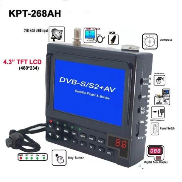 Receptores Kpt268ah DVBS2 Satfinder HD Digital Satellite TV Receptor de TV Finder METER MPEG4 DVBS2 SAT Finder vs Gtmedia V8 Finder 2