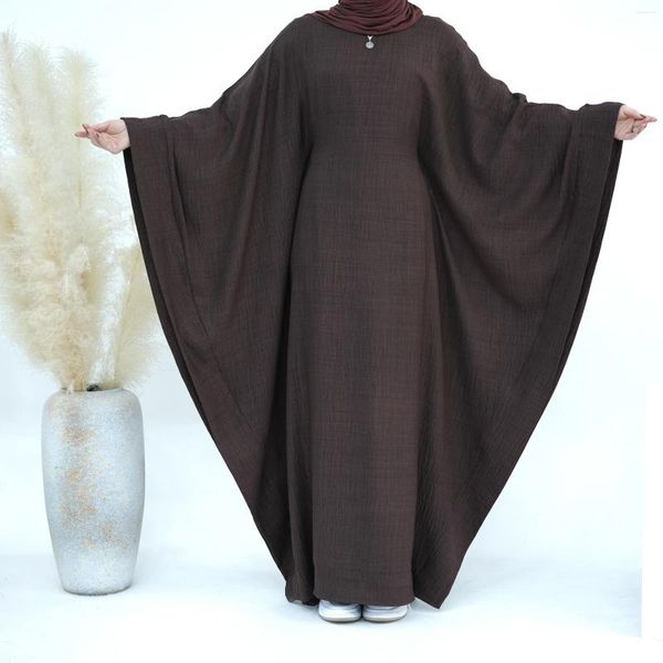Roupas étnicas Marrocos Kaftan Women Batwing Sleeve Soly Maxi Dress 2024 Eid Jalabiya Dubai Turquia Abaya Ramadã Vestido Islâmico