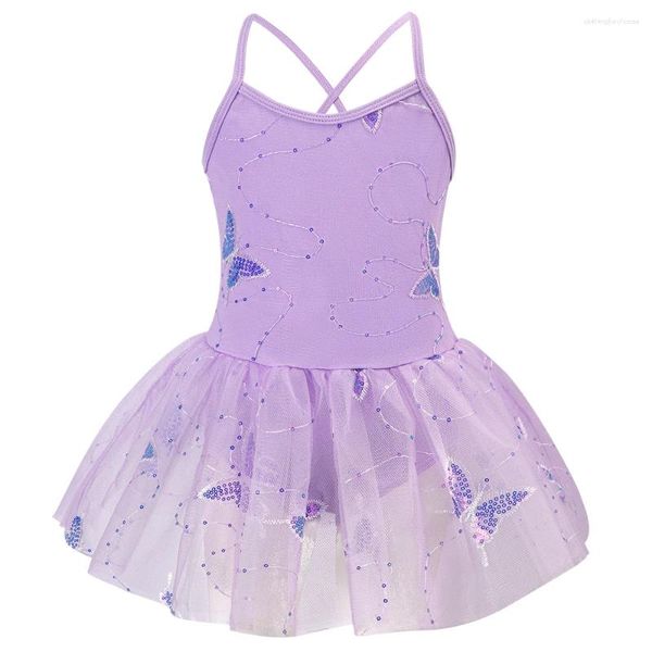 Stage Wear Girls Ballet Leotard com Tutu Skirt Dary Roupos Ginástica Camisole Bodysuit Butterfly Time de treinamento