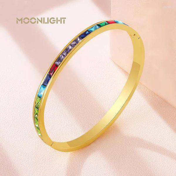 Bangle Moonlight moda moda colorida shornones pulseiras pulseira de aço de titânio para mulher jóias femininas presentes de mulheres acessórios