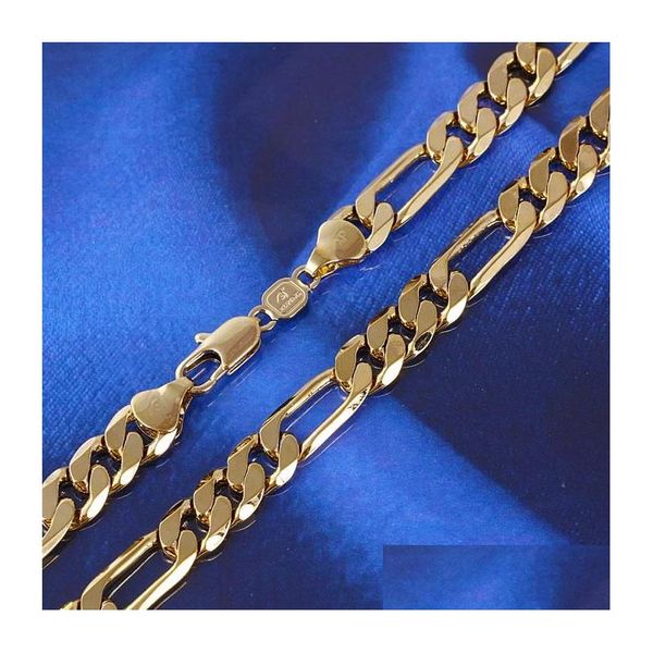 Colares pendentes 24k Gold macho mass gf 8mm italiano figaro Link Chain colar 24 polegadas Drop entrega jóias pingentes de jóias dhvnz
