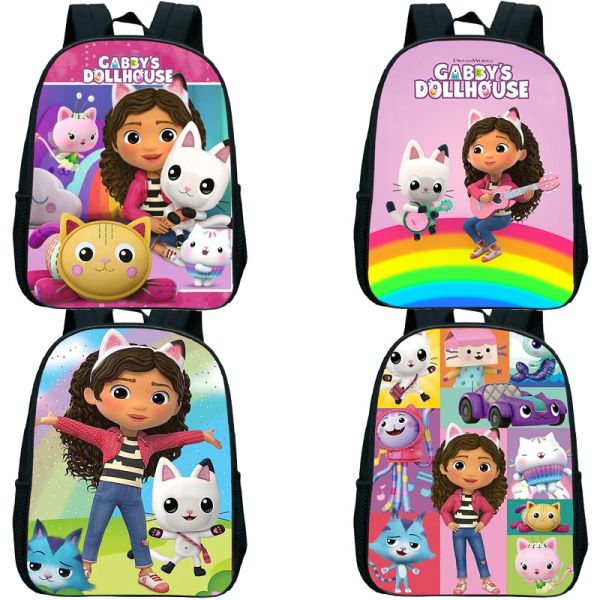 Zaini Anime Gabby's Dollhouse Kids Kids Backpacks Cartoon Gabby Cat Kindergarten Backpack Boys Girls School Borse per la scuola materna Rusksack