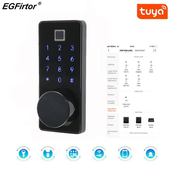 Controllo Smart Lock Keyless Entry senza bluetooth Lettore di impronte digitali touch screen password sblocco tramite gateway compatibile Alexa Google