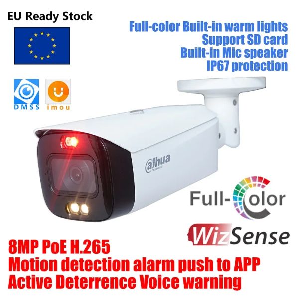 LENS DAHUA 8MP FullColor Deterrenza attiva attivo Fittifocal Bullet Focal Wizsense Rete IP Camera HFW3849T1ASPVS3 Speaker microfono incorporato