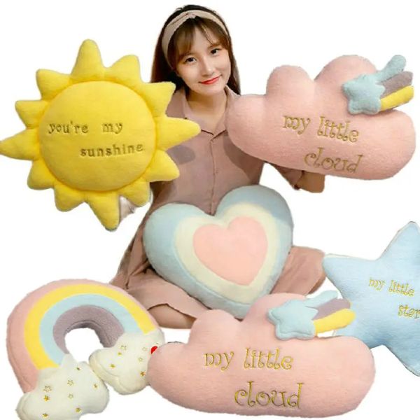 Bambole carine arcobaleno nuvola da sole stella sky throw cuscino morbido cuscino peluche giocattolo per bambini decorazione camera da letto cuscino cuscino cuscino
