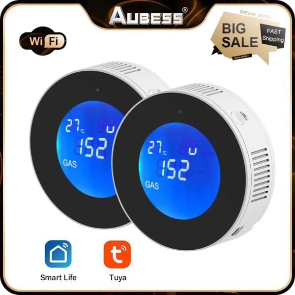 Kontrolle Tuya WiFi Erdgassensor Brennbarer Gasleck -Detektor Smart -Home -Gasalarm Smart Life App Control Sicherheitsschutz