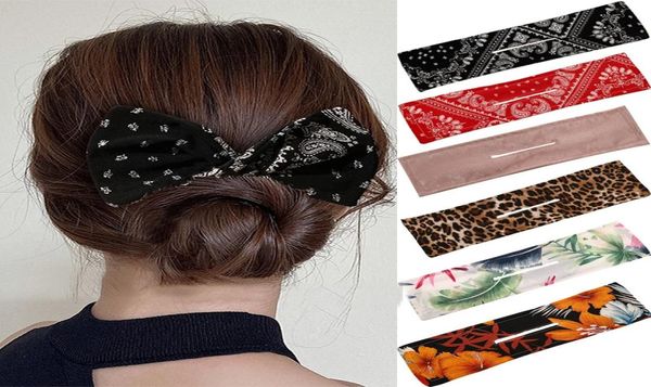 Fashion Print Deft Bun Bands Bandas de cabelo Multicolor Braider Mankers Fabric Hair Hair Braider Tool Acessórios de cabelo8922418