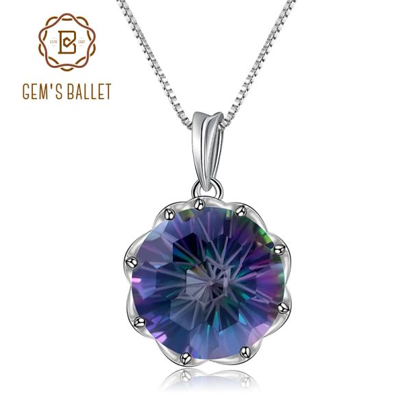 NEQUAZE GEM's Ballet Classic 9.64ct Rainbow Natural Rainbow Mystic quarzo Collana a sospensione per le donne 925 gioielli sottili in argento sterling