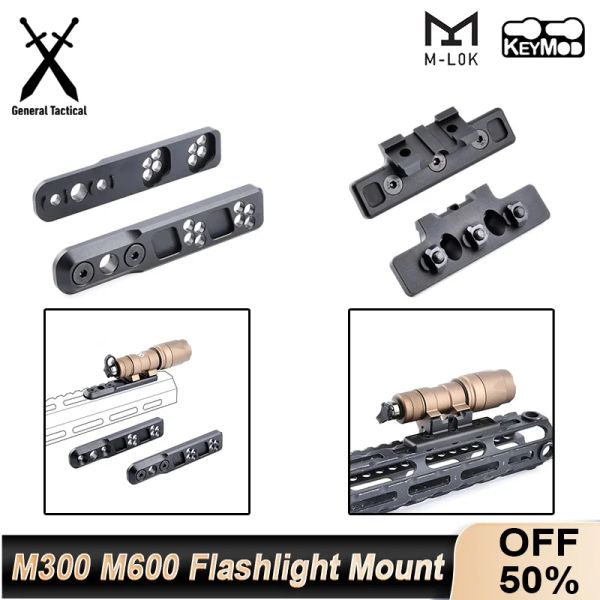 Escopos de surf tático M300 M600 lanterna embutida em linha de monte swith base slot slot para mlok keymod caça airsoft scout acessório