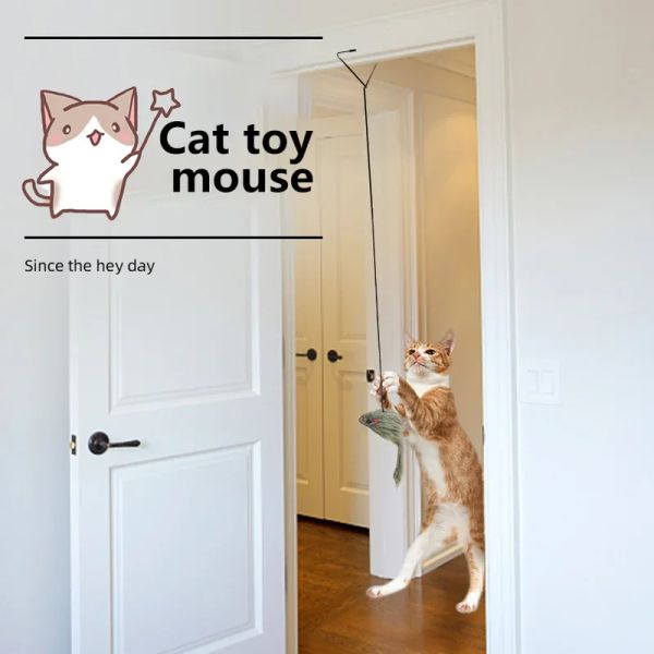 Toys Simulation Maus Katzenspielzeug lustige Selbsthänge Hanging Tür Retractable Cat Stick Scratch Seil Maus Katzen Interaktive Spielzeugkatze Lieferungen