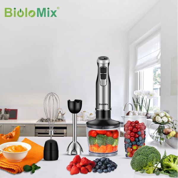 Misturadores de 1200 watts 6 velocidade multiuso 4 em 1 liquidificador de mão aço inoxidável com tigela de alimentos de batida para smoothies molhos sopas