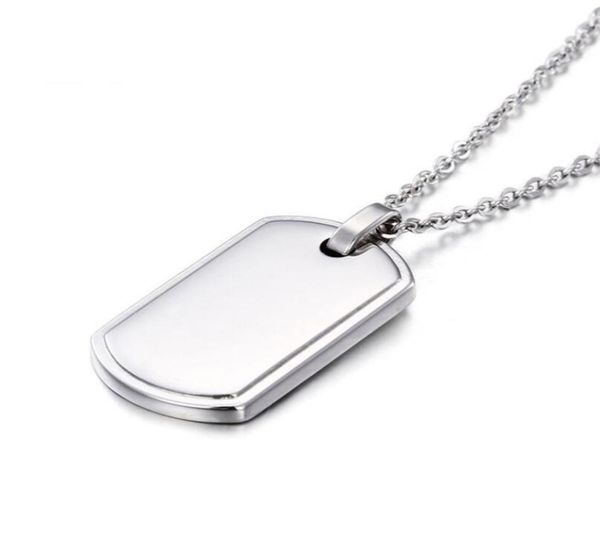 316L Colar de cão de aço inoxidável Cartão militar American Soldier Identity Shield Charm para garoto Chain de 24 polegadas 6219188