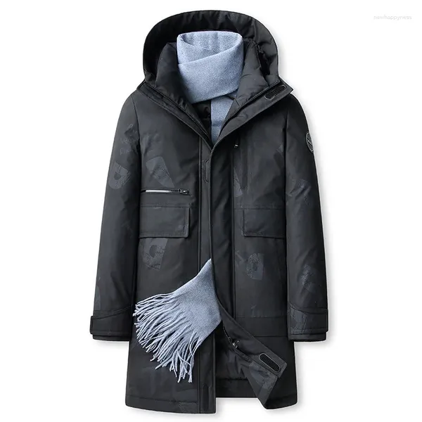 Herrenjacken 90% Herrenkleidung 2024 Weißer Winter Down Entenmäntel Kapuze Fashion Parka Taschen Hochwertige Marke Windbreaker Mann