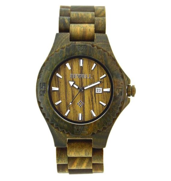 Avanadores de pulso bewell w023b vender homens wood watch quartzo assiste banda de madeira calendário de luxo vestido masculino masculino5400786