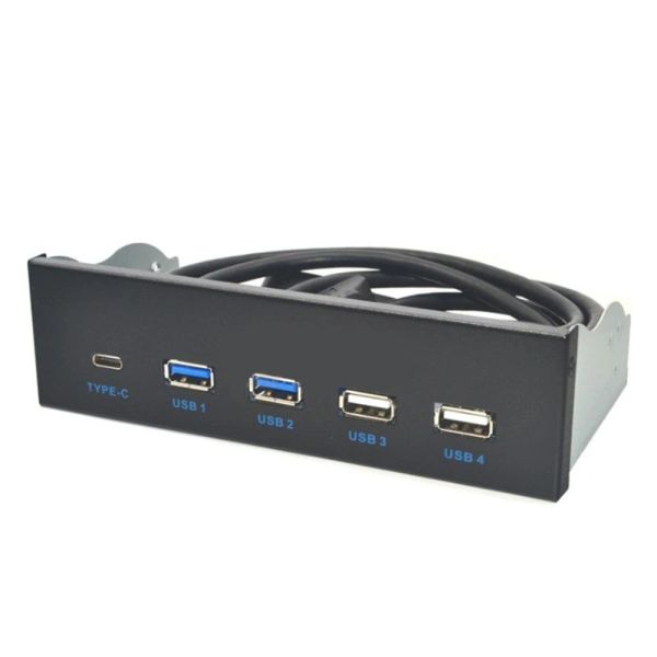 Laufwerke 5,25 Zoll USB3.1 Gen2 Frontplatte USB -Hub 2 -Ports USB3.0+2 Ports USB2.0+1 Port Typec mit Type -Anschluss