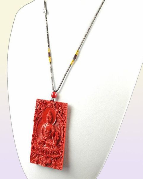 Chinês Red Organic Cinnabar Stone Buda Pingente Pingente Charm Jóias Lucky Amulet Gifts For Mulheres Men19211838241071